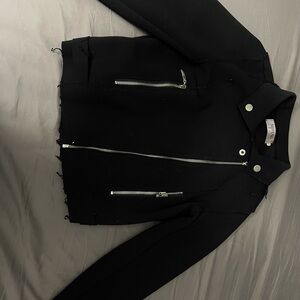 Stylish Black Jacket with Silver Zippers